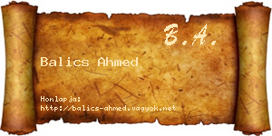 Balics Ahmed névjegykártya